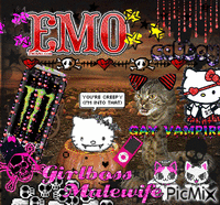 emo cat snake анимированный гифка
