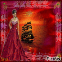 regard de femme sur la mer rouge - Besplatni animirani GIF