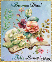 Libro y Flores - GIF animado gratis