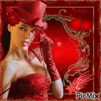 femme chapeau rouge - GIF animé gratuit