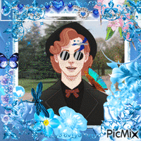Red Haired lady in Blue` GIF animé