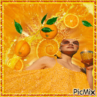 a WOMAN AND ORANGES - Free animated GIF