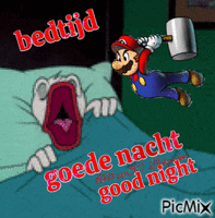 gn goede nacht  goodnight mario - Бесплатный анимированный гифка