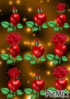 ROSES ON GOLD - Free animated GIF