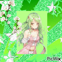Green Girl Kawaii анимиран GIF