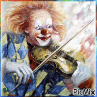 Clown violonniste - GIF animé gratuit