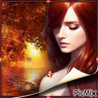 red-haired girl - GIF animé gratuit