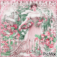 Woman in a Garden - Vintage