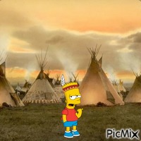 Bart Simpson Native American анимированный гифка