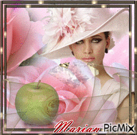 Élégante dame avec chapeau rose