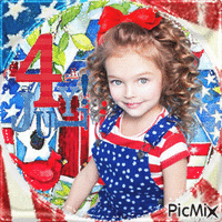 USA children girl patriotic - Free animated GIF