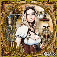 steampunk woman geanimeerde GIF