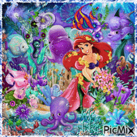 Ariel. Disney. Mermaid. Underwater 5 animerad GIF