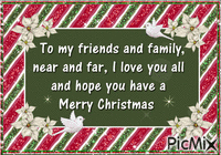 Merry Christmas to Friends and Family - Free animated GIF