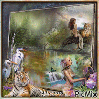 Tiger and Woman - Fantasy