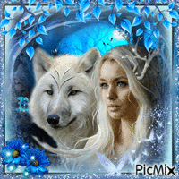 Lady and wolf