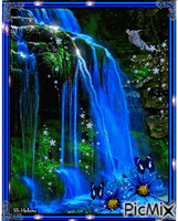 Blue  waterfall. 动画 GIF