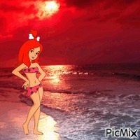 Pebbles beach sunset GIF animado