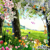 Joyeux printemps - 無料のアニメーション GIF