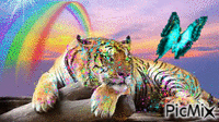 Rainbow Tiger! - GIF animado gratis