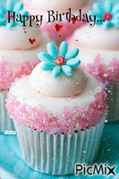Birthday cup cake - GIF animé gratuit