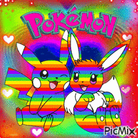 Pikachu and Eevee Rainbow Love