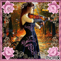 woman playing violin - Gratis animerad GIF