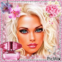 Pink colored perfume