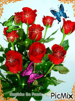 Borboletas e rosas - Ingyenes animált GIF