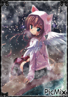 Une ange est descendue en ville par une nuit d'hiver - Gratis geanimeerde GIF