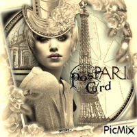 Carte postale Paris - Sepia - GIF animé gratuit