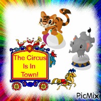 circus tiger and elephant-bbyzoo animeret GIF