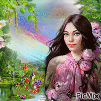 Femme aux fleurs - Ingyenes animált GIF