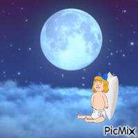 Baby sleeping on clouds animeret GIF