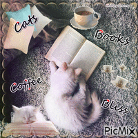 Cats, books....... Gif Animado