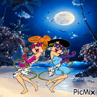 Wilma and Betty singing 动画 GIF