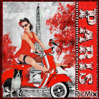 Vintage woman in Vespa - Free animated GIF