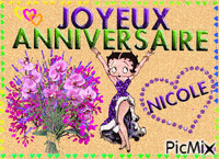 joyeux anniversaire Nicole 13 fev - GIF animado grátis