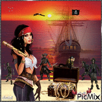 Sunset & The Pirates! - Darmowy animowany GIF