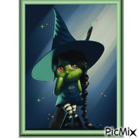 green witch doll GIF animata