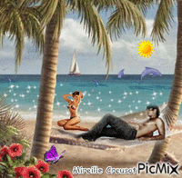 pin up à la plage - Darmowy animowany GIF