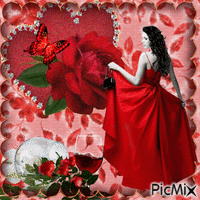 mujer  elegante  de rojo animoitu GIF