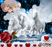 white horsses fantasie Animated GIF