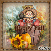 Fall-autumn-scarecrow-pumpkins animirani GIF