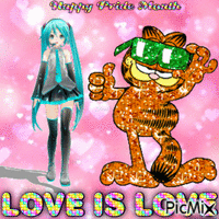 hatsune miku garfield love is love lgbtq happy pride month - Free animated GIF