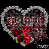 BEAUTIFUL HEART AND ROSES 动画 GIF