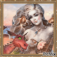 Le dragon et la sirène - GIF animasi gratis