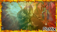 le guerrier au dragon - GIF animado grátis