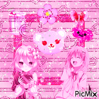 Pink manga art animovaný GIF