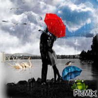 LOVE IN THE RAIN - Безплатен анимиран GIF